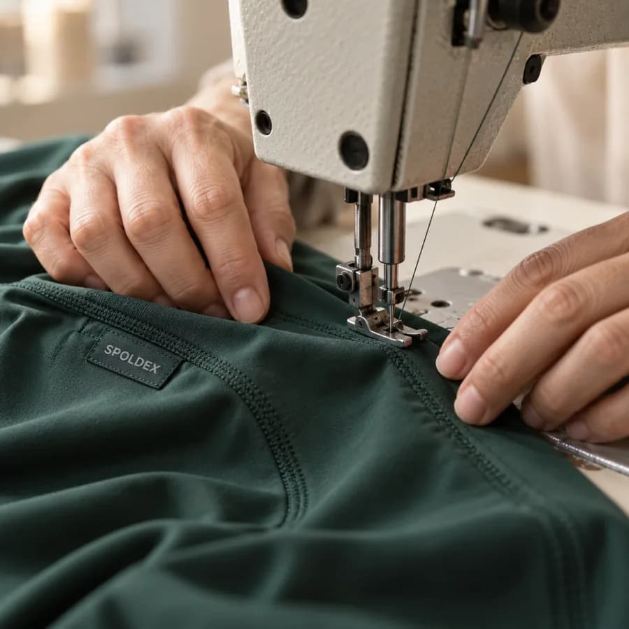Illustrative close-up of sportswear stitching